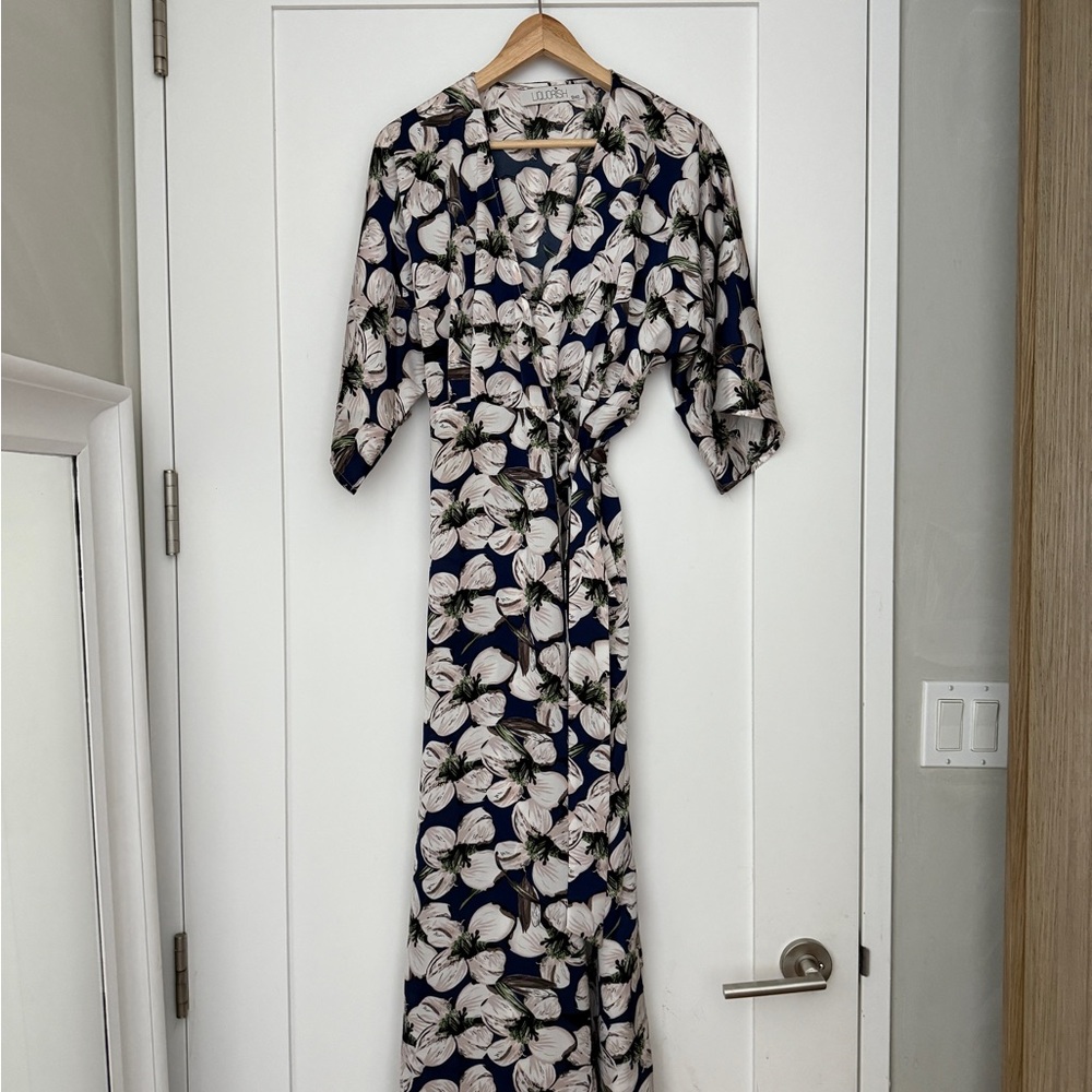 Liquorish beach Maxi Wrap Dress / cover up gown with Dolman wide Sleeves